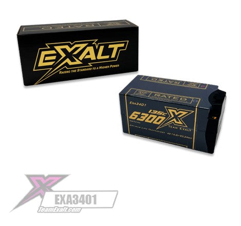 Exalt X-Rated 4S 135C Hardcase Shorty Lipo Battery (14.8V/6300mAh)w/5mm Bullet Connectors (EXA3401)