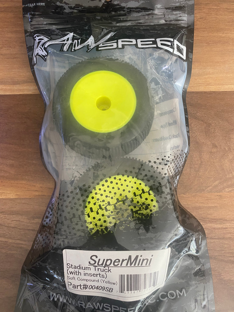 Raw Speed RC Super Mini 2.2" 1/10 Stadium Truck Tires (2) (MRG - Premount)