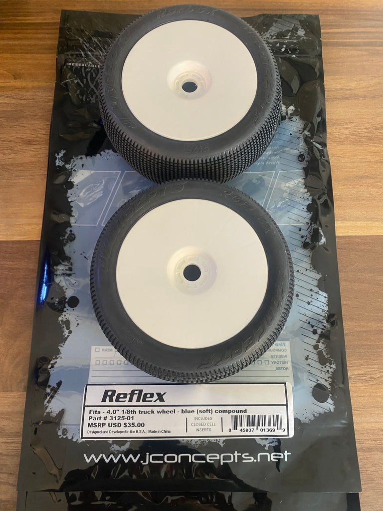 JConcepts Reflex 4.0" 1/8th Truggy Tires (2) (MRG - Premounted)--JCO3125