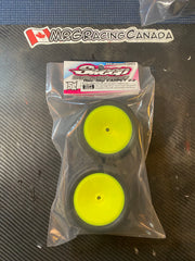 Sweep - 10th Buggy 2.2" SOFT COMP Rear tire Carpet NonSlip 2X Silver/RED dots (MRG - Premount)