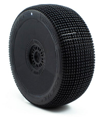 ProCircuit Addictive V2 Buggy Tires (C1) Super Soft- Pre-Mounted (Black) (4) (w/Yellow & White Wheel Dots)