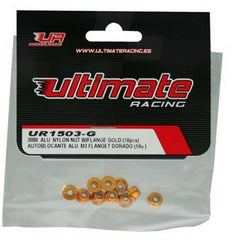 Ultimate Racing 3 MM. ALU. NYLON NUT W/FLANGE (10 PCS) - Various Colours