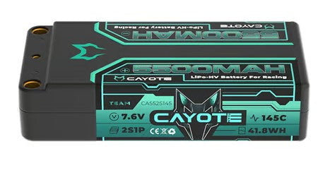 Cayote 2S 145C LCG Shorty LiHV Battery (7.6V/5500mAh) w/5mm Bullets-CYE552S145