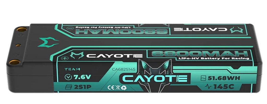 Cayote 2S 145C LCG Stick LiHV Battery (7.6V/6800mAh) w/5mm Bullets-CYE682S145