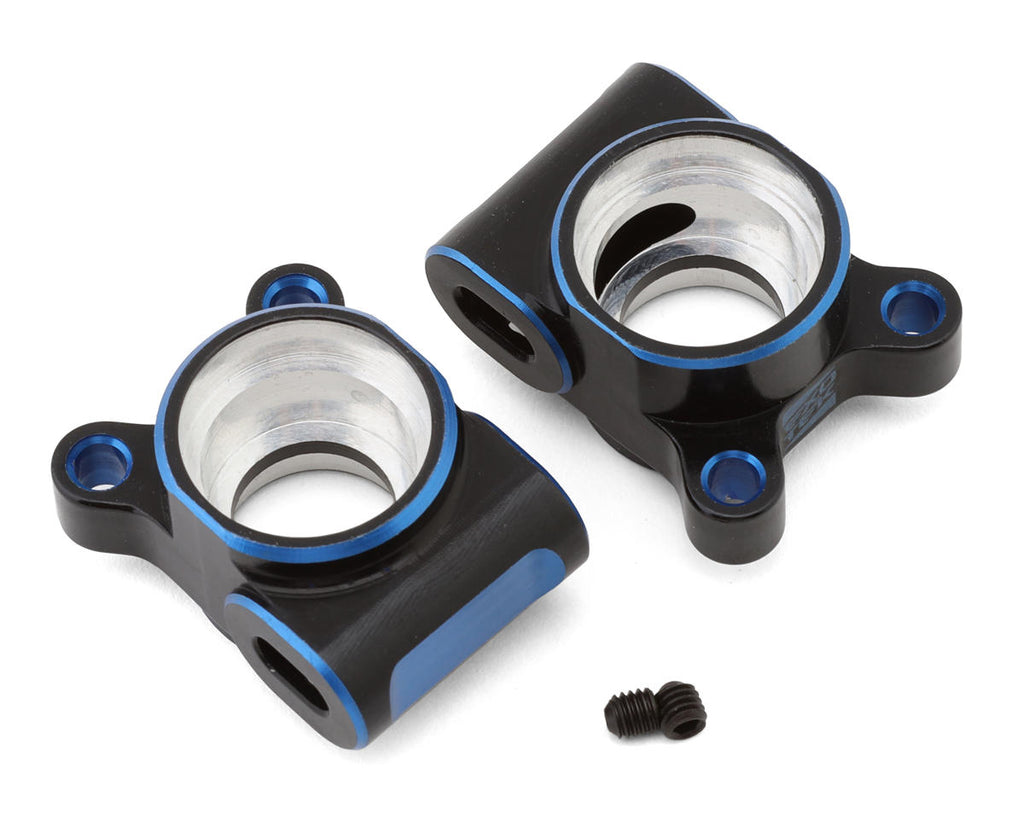 Exotek Team Associated RC10B74.2 Aluminum Rear Hub Set (Black/Blue) (2)-EXO2178