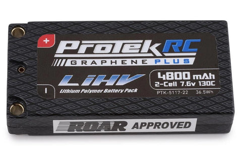 ProTek RC 2S 130C Low IR Si-Graphene + HV LCG Shorty LiPo Battery (7.6V/4800mAh) w/5mm Connectors (ROAR Approved)