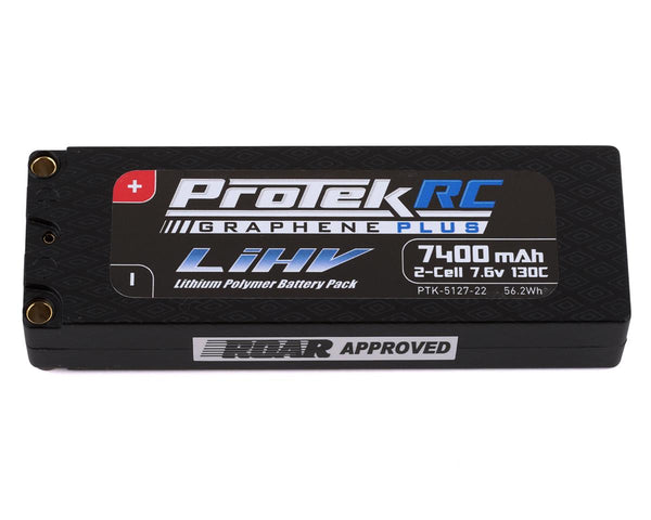 ProTek RC 2S 130C Low IR Si Graphene HV LiPo Battery 7.6V 7400mAh w 5mm Connectors ROAR Approved