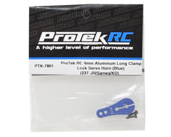 ProTek RC 4mm Aluminum Long Clamp Lock Servo Horn (Blue) (23T-JR/Sanwa/KO)