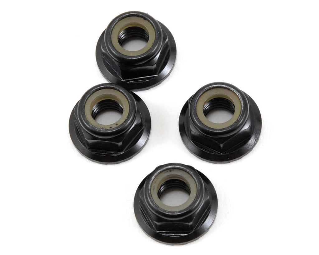 Tekno RC M5 Aluminum Serrated Flanged Locknut (Black) (4)-TKR1215