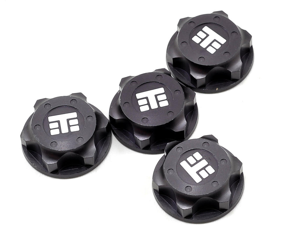 Tekno RC 17mm Aluminum "T Logo" Covered Serrated Wheel Nut (Gun Metal or Red) (4)