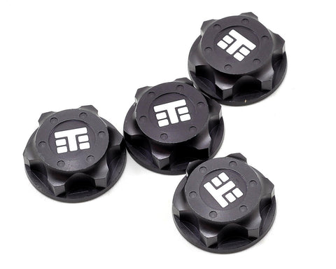 Tekno RC 17mm Aluminum "T Logo" Covered Serrated Wheel Nut (Gun Metal or Red) (4)