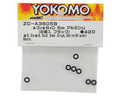 Yokomo 3x6x0.5mm Aluminum Shim (Black) (8)