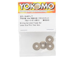Yokomo 4mm Thin Aluminum Serrated Flanged Nut (4)