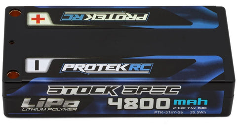 ProTek RC 2S 150C Low IR Si-G "Stock Spec" LCG Shorty LiPo Battery (7.4V/4800mAh) (ROAR Approved)-PTK-5147-26