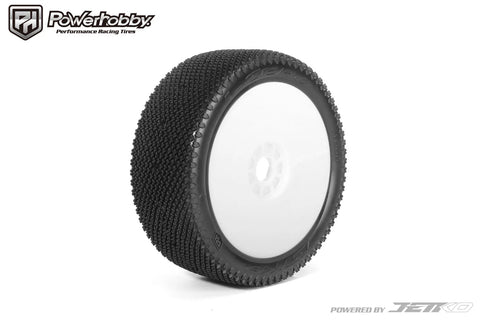 Jetko - J-Zero 1/8 Buggy Tires White Dish Wheels (2) (unglued)