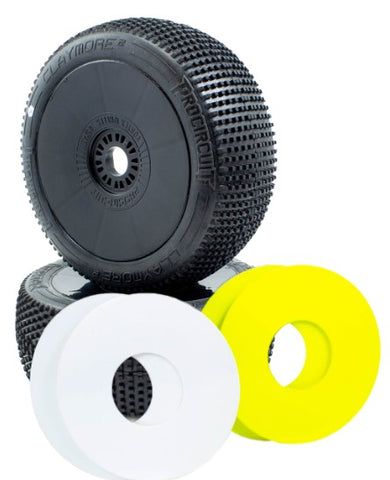 ProCircuit Hot Dice V2 Buggy Tires Pre-Mounted (Black)(4) (w/Yellow & White Wheel Dots)