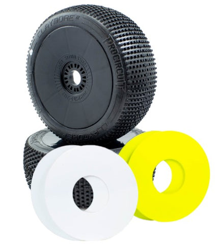 ProCircuit Claymore V2 Buggy Tires - Pre-Mounted (Black) (4) (w/Yellow & White Wheel Dots)