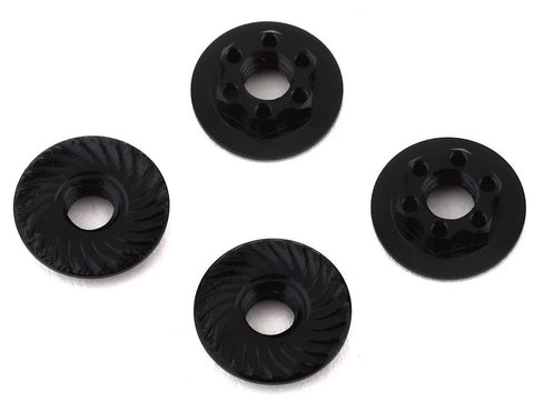 Team Associated Factory Team 4mm Low Profile Serrated Wheel Nuts (Black) (4)