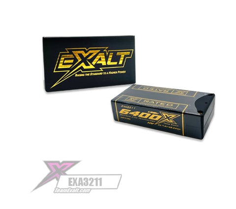 Exalt X-Rated 2S 135C HVX Hardcase Shorty Lipo Battery (7.6V/6400mAh) w/5mm Bullets (EXA3211)