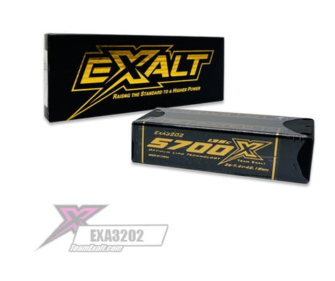 Exalt X-Rated 2S 135C Hardcase Shorty Lipo Battery (7.4V/5700mAh) w/5mm Bullets (EXA3202)