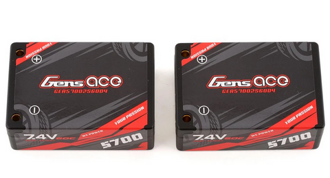 Gens Ace 2S LiPo Battery Saddle Pack 60C (7.4V/5700mAh) w/Deans