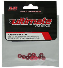 Ultimate Racing 3 MM. ALU. NYLON NUT W/FLANGE (10 PCS) - Various Colours