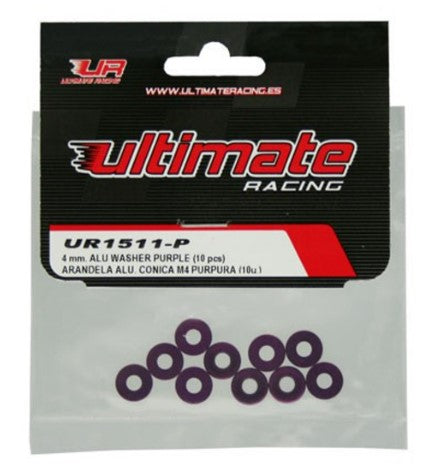 Ultimate Racing 4mm Aluminum Countersunk Washers (10) - Various Colours