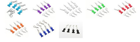 Hot Racing 1/10 Aluminum EZ Pulls w/Body Clips (various colours) (4)