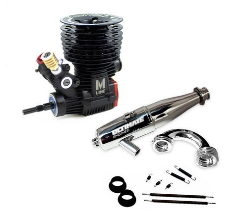 Ultimate Racing MTS .21 Nitro Racing Engine (Ceramic) Combo w/2141 Supersonic Pipe & Headerer and AirMax Filter (Copy)