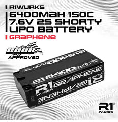 R1WURKS - 6400mah 150c 7.6v 2S Shorty LiPo Battery, Graphene