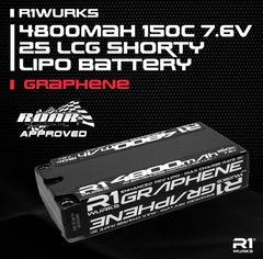 R1WURKS - 4800mah 150c 7.6v 2S LCG Shorty LiPo Battery, Graphene