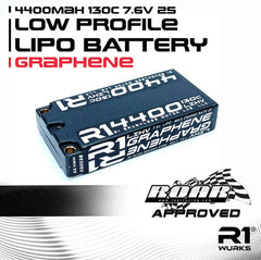 R1WURKS - 4400mah 130c 7.6V 2S Low Profile Shorty LiPo Battery, Graphene