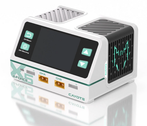 Cayote 2-Force X5 Racing Dual Battery Charger w/XT90 Charge Lead (6S/40A) (AC 500W/DC 1400W)-CYEG1022