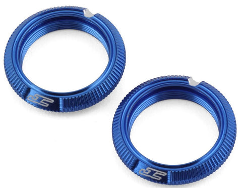 Concepts Team Associated Fin Aluminum 13mm Shock Collars (Black-Blue) (2)-JCO2702