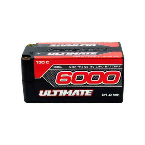 Ultimate Racing 15.2v 6000mAh 130c LiPo Battery Shorty Pack (5mm tubes)