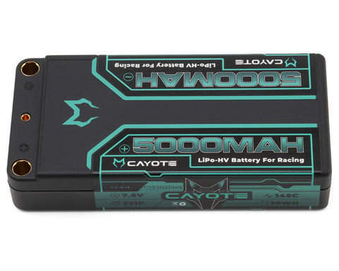 Cayote 2S 145C LCG Shorty LiHV Battery (7.6V/5000mAh) w/5mm Bullets-CYE502S145