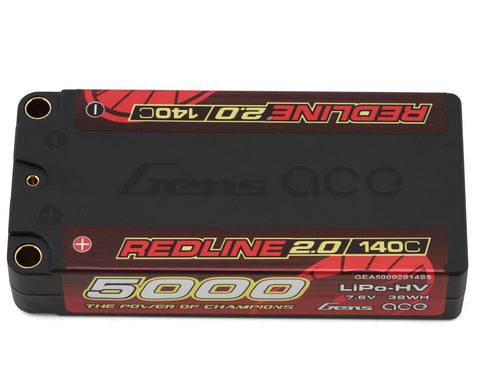 Gens Ace Redline 2.0 2S Shorty LiHV Battery 140C (7.6V/5000mAh) w/5mm Bullets-GEA50002S14S5