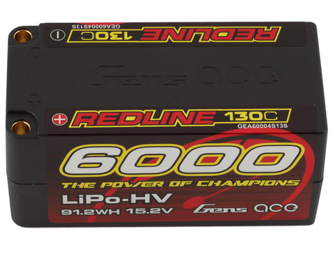 Gens Ace Redline 4S LiHV LiPo Shorty Battery 130C (15.2V/6000mAh) w/5mm Bullets (Hard Case)