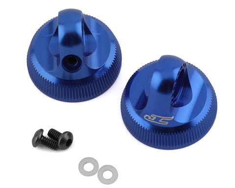 JConcepts Team Associated Fin Aluminum 13mm Shock Cap (Black-Blue) (2)