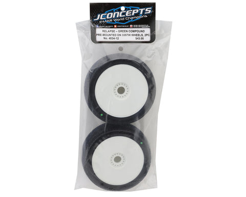 JConcepts Relapse Pre-Mounted 1/8th Buggy Tires (2) (Green) -JCO4034