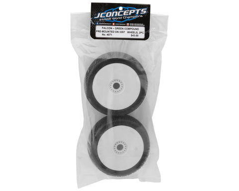 JConcepts Falcon Pre-Mounted 1/8th Buggy Tires (2) (Green) - JCO4071