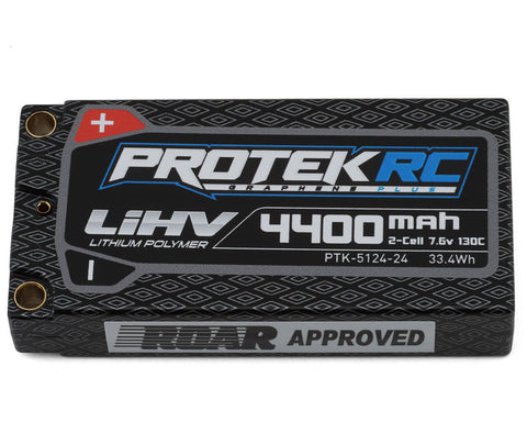 ProTek RC 2S 130C Low IR Si-Graphene + HV ULCG Shorty LiPo Battery (7.6V/4400mAh) w/5mm Connectors (ROAR Approved)