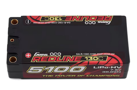 Gens Ace Redline 2s Shorty LiHV LiPo Battery 130C w/5mm Bullets (7.6V/5100mAh)