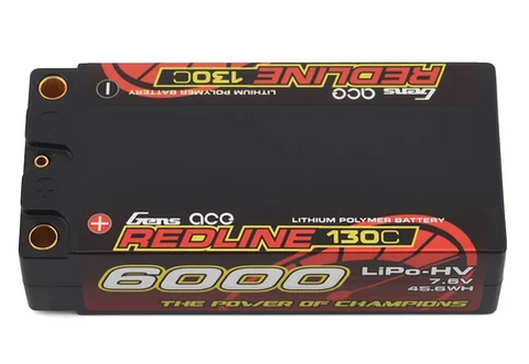 Gens Ace Redline 2S 130C LiHV Battery Pack w/5mm Bullets (7.6V/6000mAh)