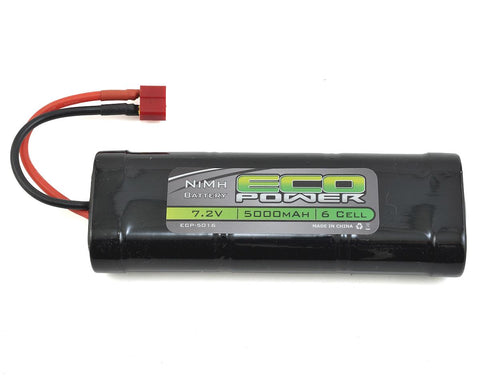EcoPower 6-Cell NiMH Stick Pack Battery w/T-Style Connector (7.2V/5000mAh)