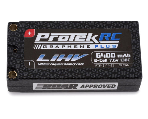 ProTek RC 2S 130C Low IR Si-Graphene + HV Shorty LiPo Battery (7.6V/6400mAh) w/5mm Connectors (ROAR Approved)